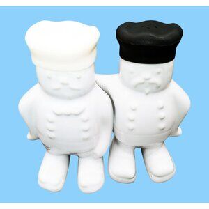 Salt Pepper Shakers Chef Buddies Pair 4 Inch Rubber Hat Stoppers Vintage Kitchen